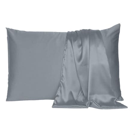 Homeroots 20 x 26 in. Dark Gray Dreamy Silky Satin Standard Size Pillowcases 387880